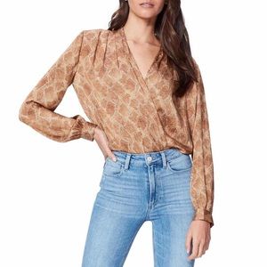 NWT PAIGE Sevilla Snakeskin Print Wrap Bodysuit